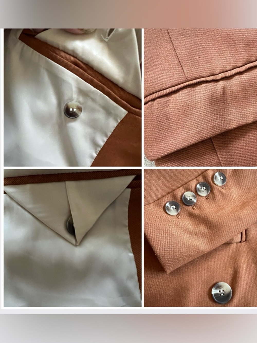 Brown with Rust Tone •Double-Breasted Blazer •Classic Work Wear •Minimalist - Picture 11 of 13